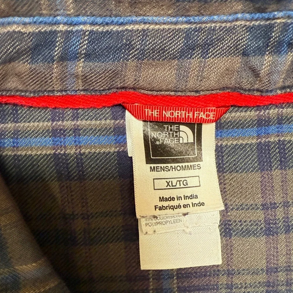 The North Face Mens XL Plaid Button Down Shirt Blue Grey Coolvision Long Sleeve